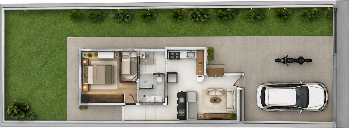 Planta humanizada do Padrão 02, 60 m²